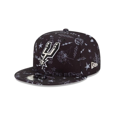 San Antonio Spurs Gorra | New Era NBA Doodle 9fifty Snapback Cap Mexico - Negros